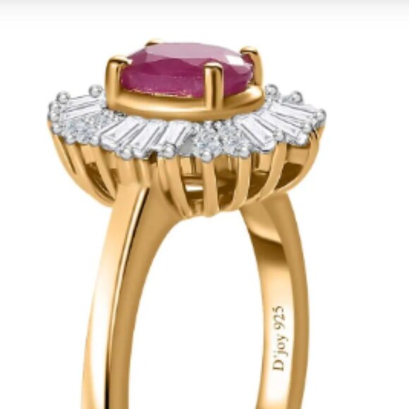 Premium Royal Ruby and White Zircon Ballerina Ring - Picture 4 of 5